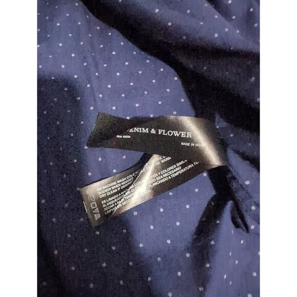 Denim & Flower Navy Blue Polka Dot Floral Shirt, Ricky Singh Button Down, Large - Picture 6 of 7